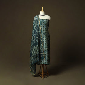 Natural dyed block print maheshwari silk vanaspati bagru