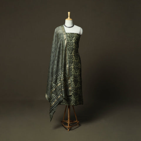 Natural dyed block print maheshwari silk vanaspati bagru