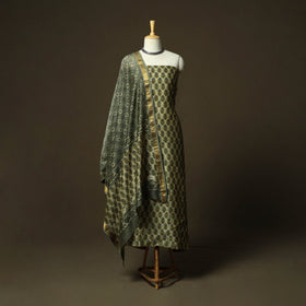 Natural dyed block print maheshwari silk vanaspati bagru