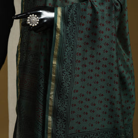 Green - natural dyed printed chanderi silk bagh dupatta 38