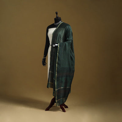 Green - natural dyed printed chanderi silk bagh dupatta 38