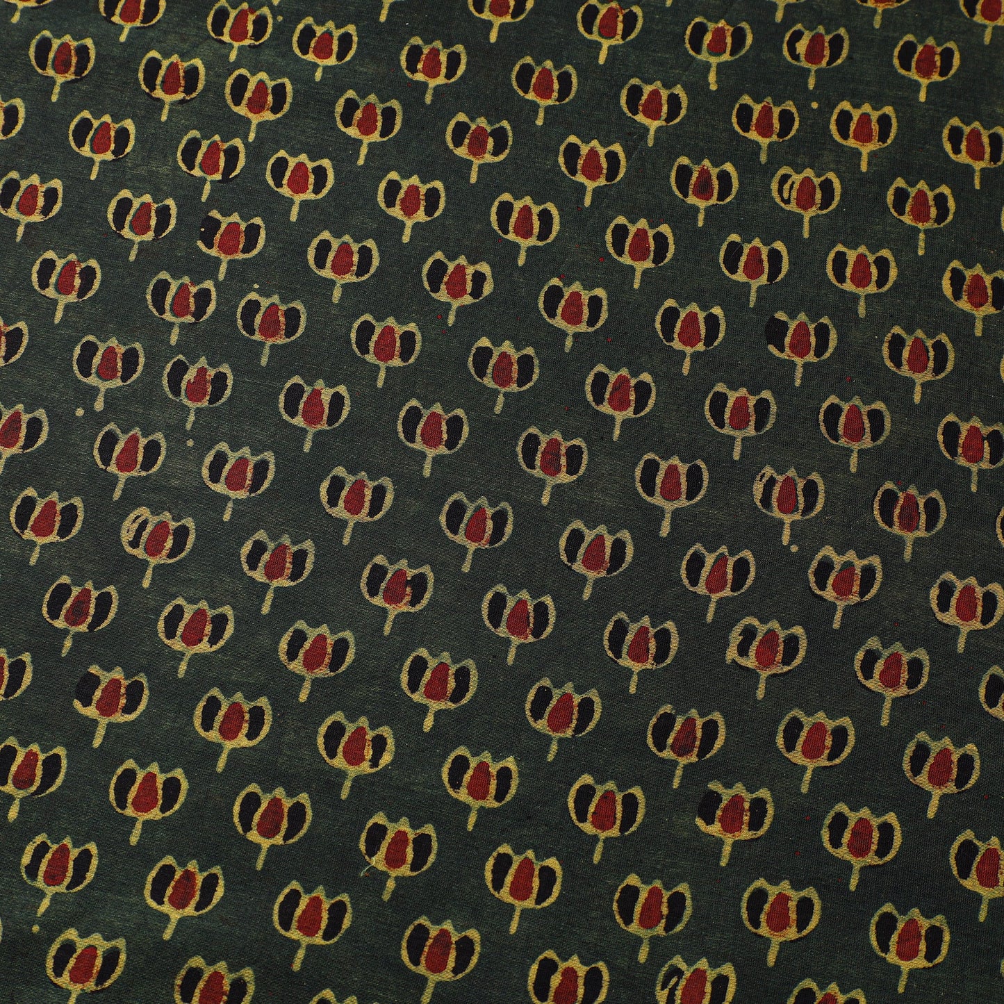 Green - natural dyed chanderi silk fabric 06 - handcrafted