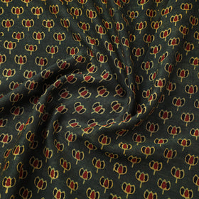 Green - natural dyed chanderi silk fabric 06 - handcrafted