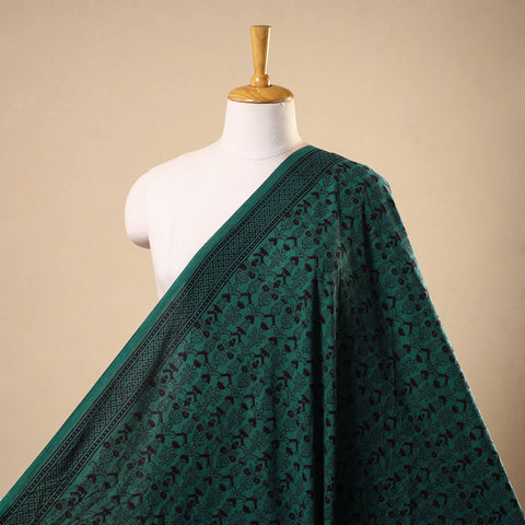Green - natural dyed cotton bagh fabric 30 - handcrafted