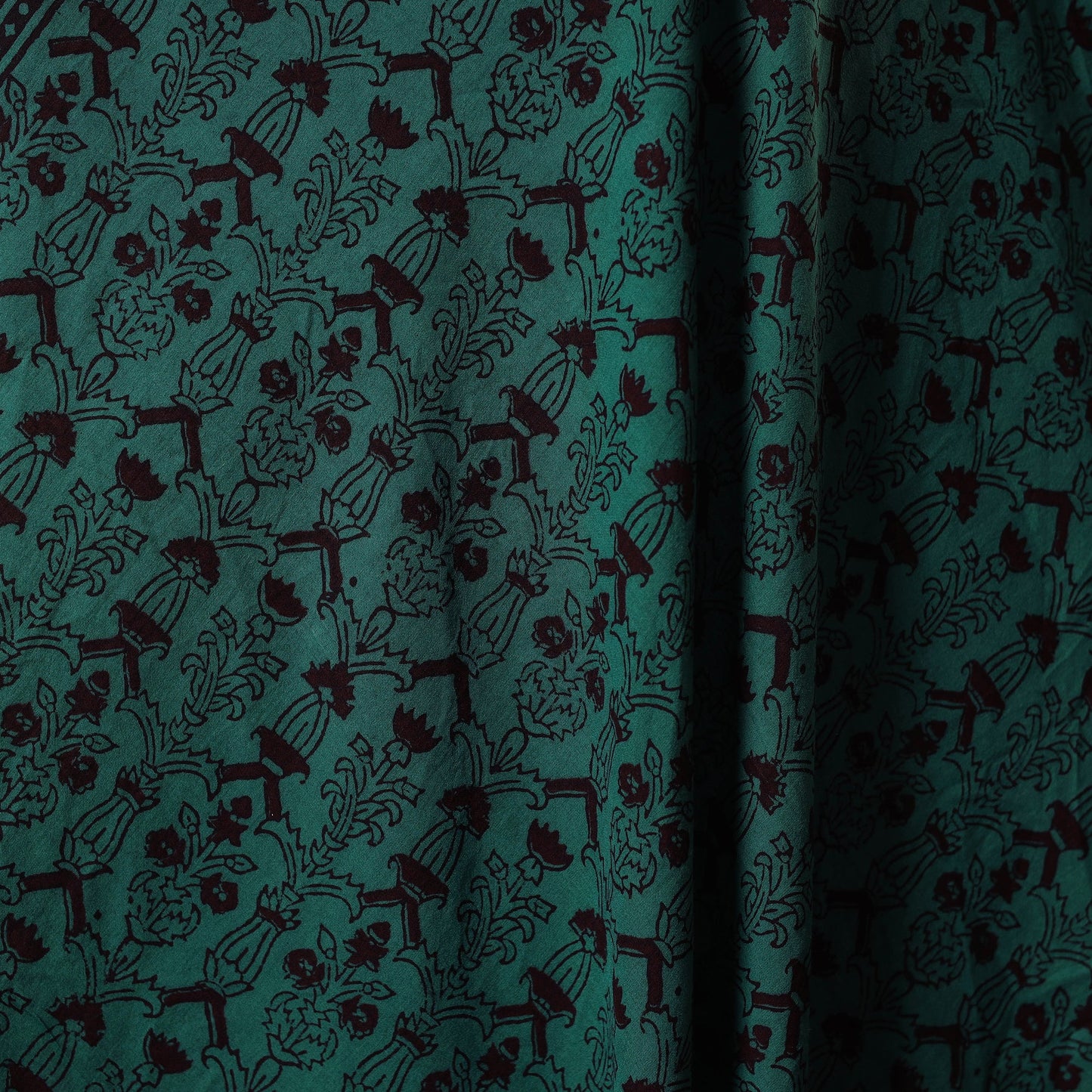 Green - natural dyed cotton bagh fabric 30 - handcrafted