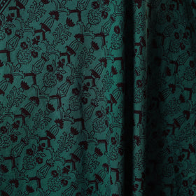 Green - natural dyed cotton bagh fabric 30 - handcrafted