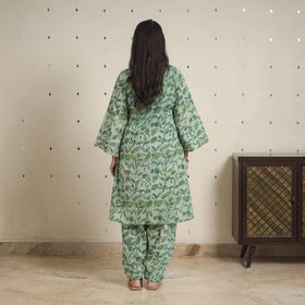 Green - natural dyed cotton bagru dabu co-ord set 09