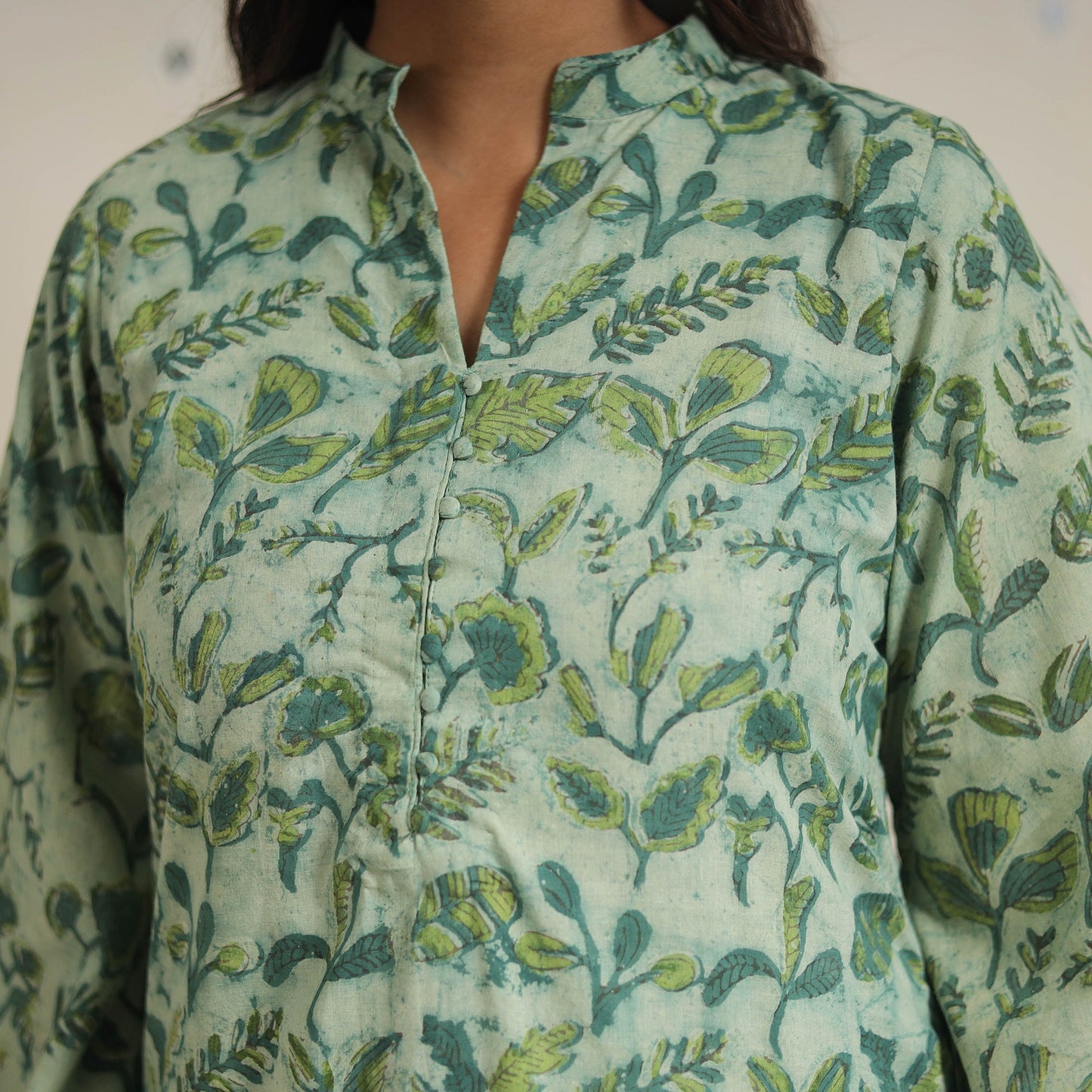 Green - natural dyed cotton bagru dabu co-ord set 09