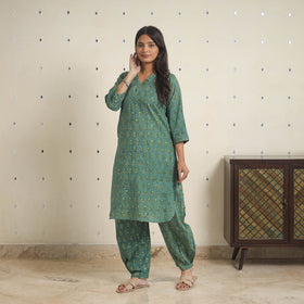 Green - natural dyed cotton bagru dabu co-ord set 01