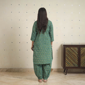 Green - natural dyed cotton bagru dabu co-ord set 01