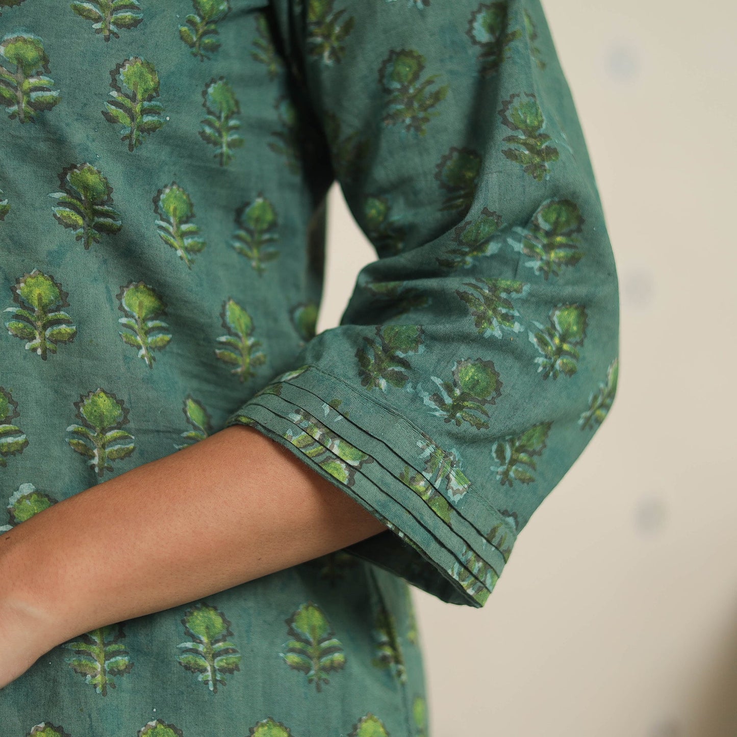 Green - natural dyed cotton bagru dabu co-ord set 01