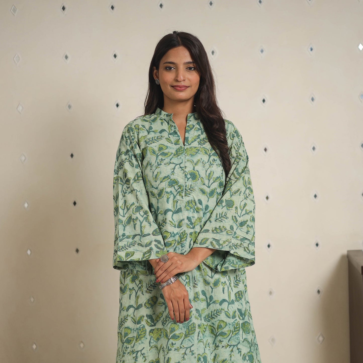 Green - natural dyed cotton bagru dabu co-ord set 09