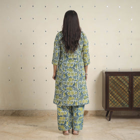 Green - natural dyed cotton bagru dabu co-ord set 14