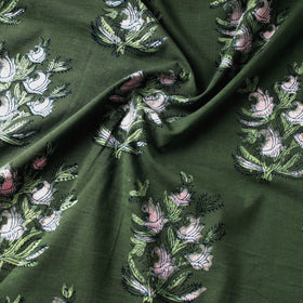 Green Natural Dyed Cotton Dabu Bagru Block Print fabric