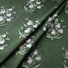 Green Natural Dyed Cotton Dabu Bagru Block Print fabric