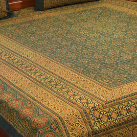 Green - natural dyed cotton double bed sheet set 10