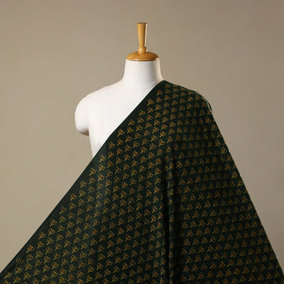 Green Natural Dyed Block Print Cotton Ajrakh Fabric