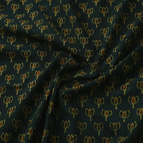 Green Natural Dyed Block Print Cotton Ajrakh Fabric