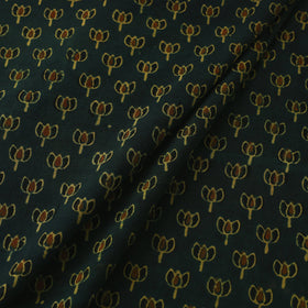 Green Natural Dyed Block Print Cotton Ajrakh Fabric