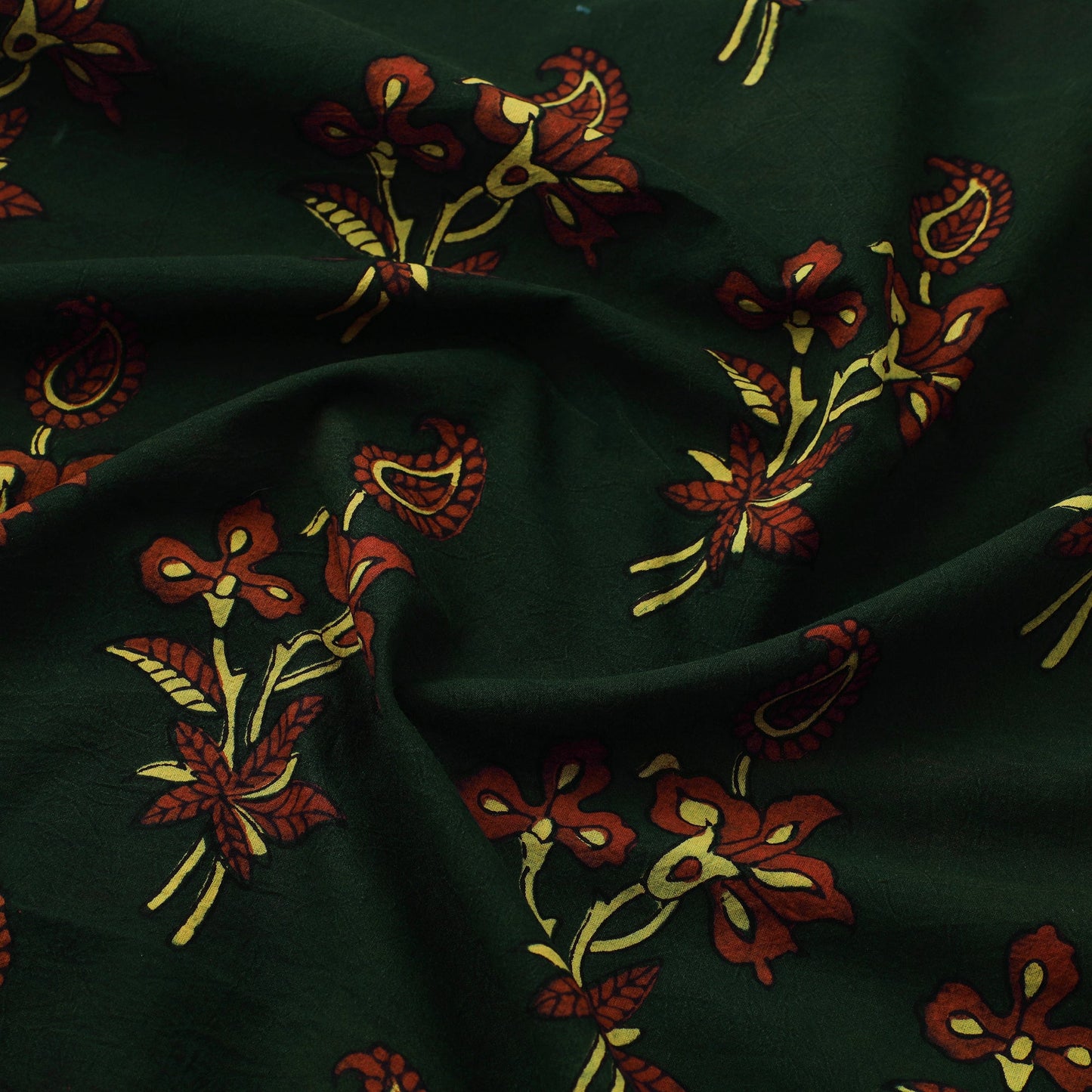 Buy Green Natural Dyed Cotton Ajrakh Print Fabric