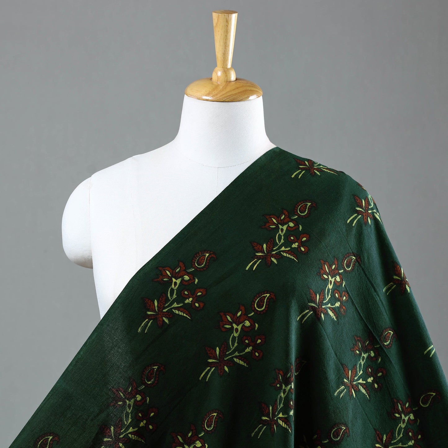 Buy Green Natural Dyed Cotton Ajrakh Print Fabric