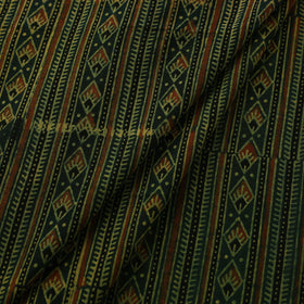 Green Natural Dyed Block Print Cotton Ajrakh Fabric