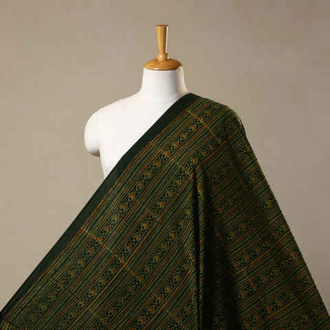 Green Natural Dyed Block Print Cotton Ajrakh Fabric