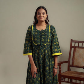 Natural dyed cotton flared dress 11 - handcrafted