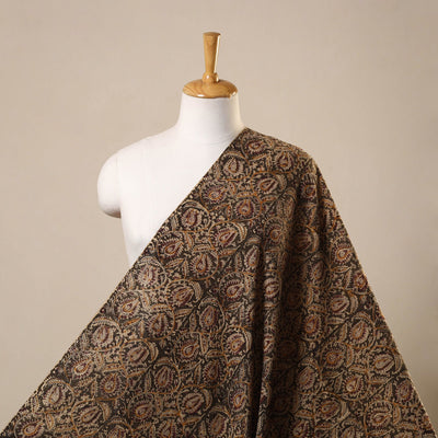 Green Natural Dyed Block Print Cotton Kalamkari Fabric