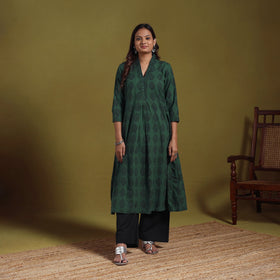 Green - natural dyed cotton a-line bagh kurta 09
