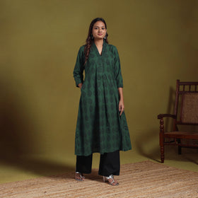 Green - natural dyed cotton a-line bagh kurta 09