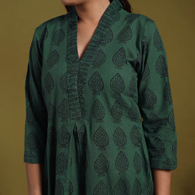 Green - natural dyed cotton a-line bagh kurta 09