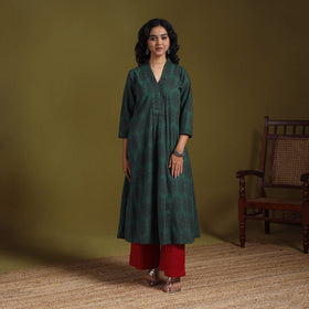 Green - natural dyed cotton a-line bagh kurta 18