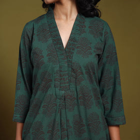 Green - natural dyed cotton a-line bagh kurta 18