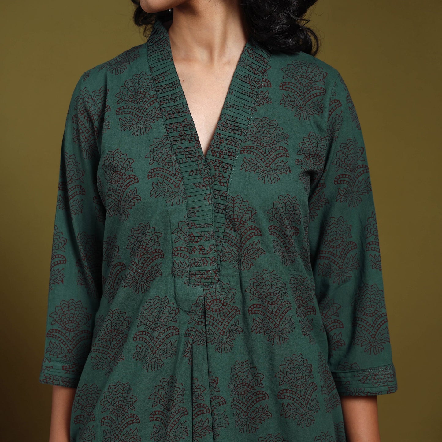 Green - natural dyed cotton a-line bagh kurta 18