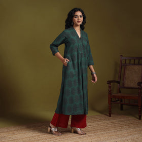 Green - natural dyed cotton a-line bagh kurta 18