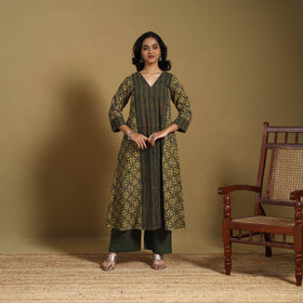 Green - natural dyed cotton a-line hand kurta 20