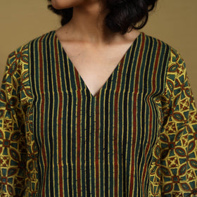 Green - natural dyed cotton a-line hand kurta 20