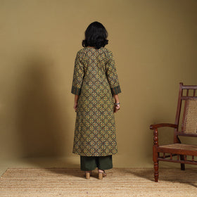 Green - natural dyed cotton a-line hand kurta 20