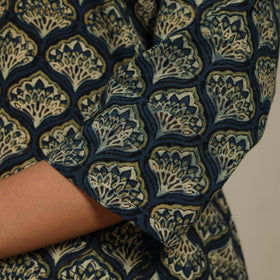 Green Block Print Natural Dyed Cotton A-Line Ajrakh Kurta