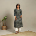 Green Block Print Natural Dyed Cotton A-Line Ajrakh Kurta