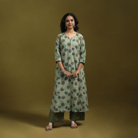 Natural dyed cotton a-line kurta for women 20 - handcrafted