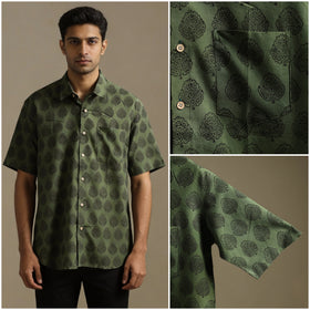 Natural dyed cotton men half sleeve hand bagh shirt 10