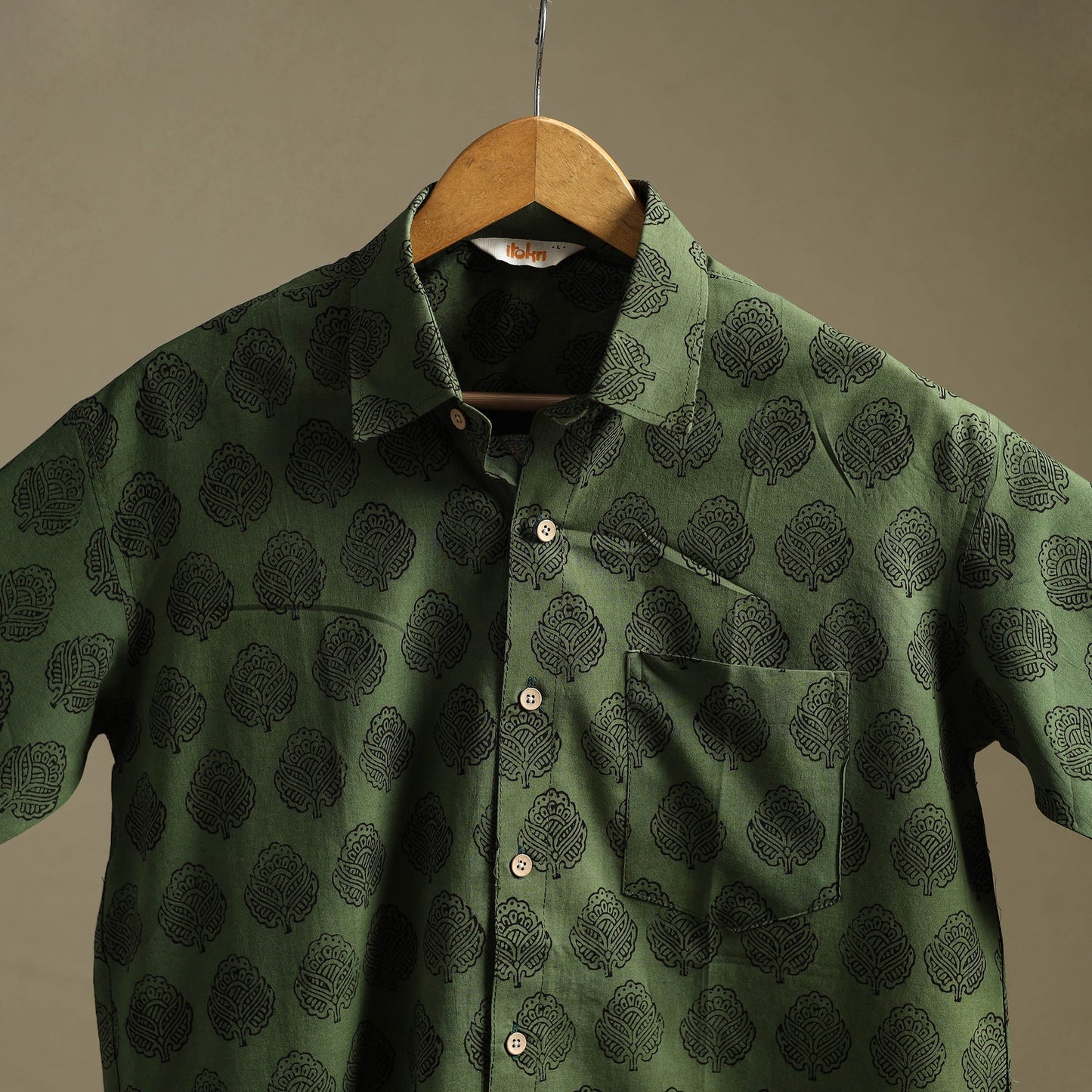 Natural dyed cotton men half sleeve hand bagh shirt 10