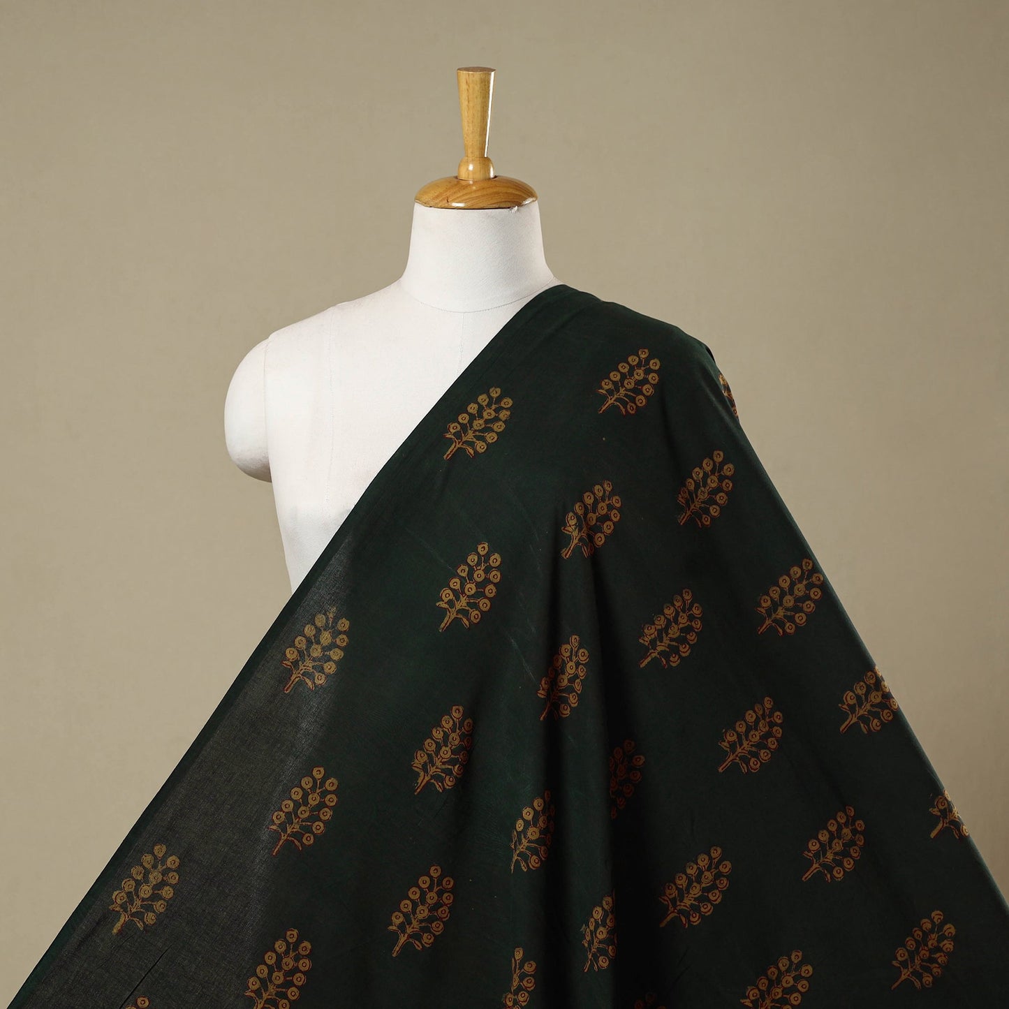 Green - natural dyed cotton nandana fabric 14 - handcrafted