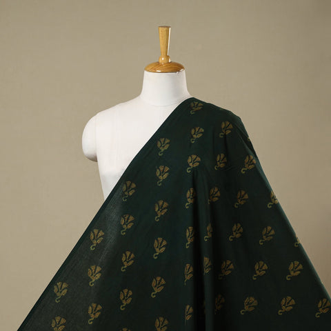 Green - natural dyed cotton nandana fabric 15 - handcrafted