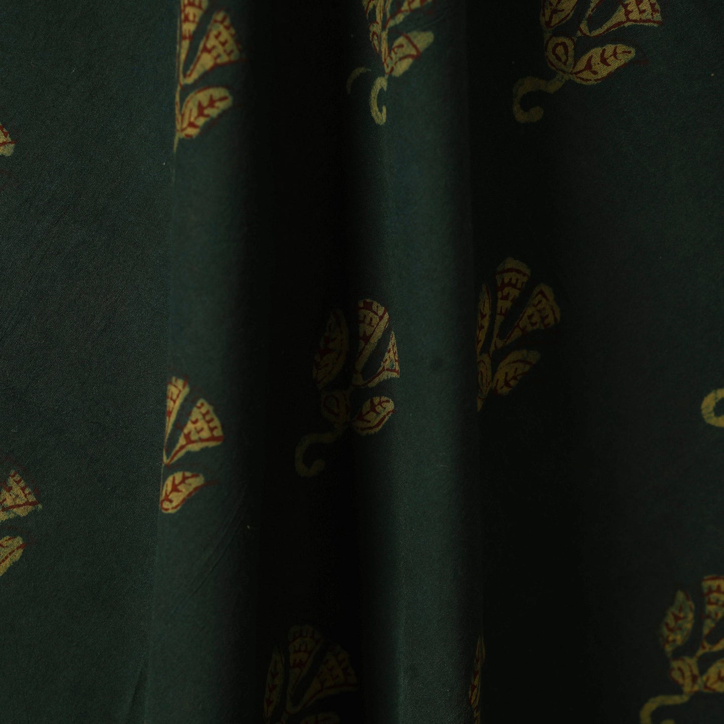 Green - natural dyed cotton nandana fabric 15 - handcrafted