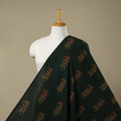 Green - natural dyed cotton nandana fabric 16 - handcrafted