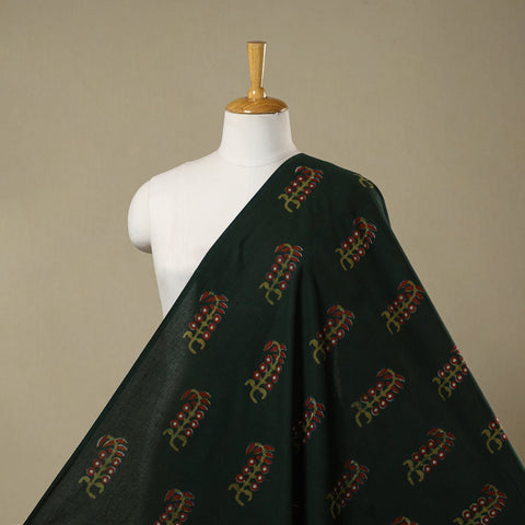 Green - natural dyed cotton nandana fabric 16 - handcrafted