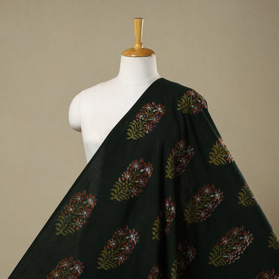 Green - natural dyed cotton nandana fabric 17 - handcrafted